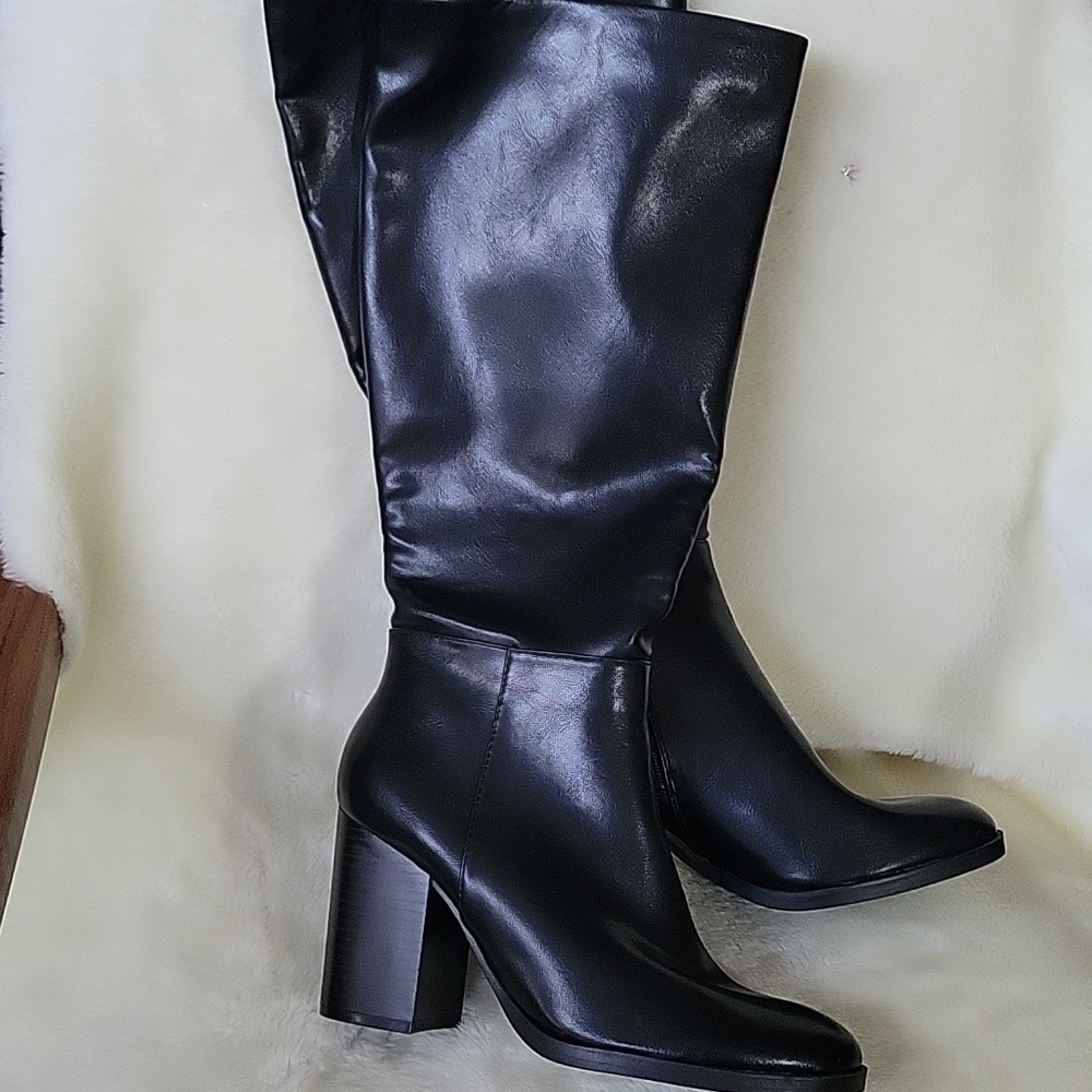 NEW UNISA LANNA Black High Shaft Block Heel Women's Boots